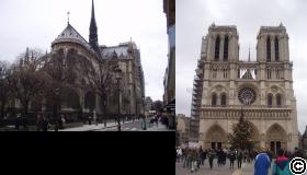 Notré Dame from back (left) and front (right) [Click for fullsize]